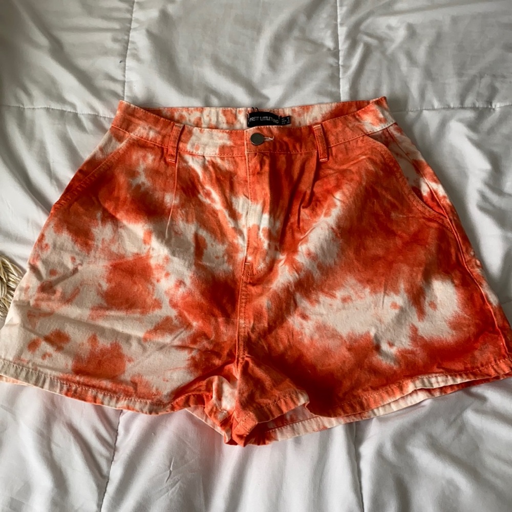 Pretty little thing orange tie dye shorts